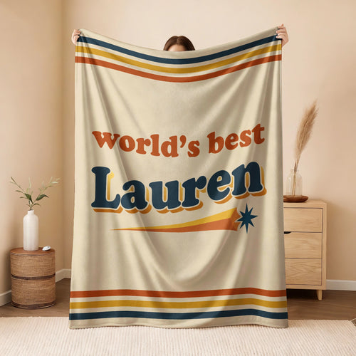 World's Best Your Name Retro Fleece Blanket LAUREN 13K1 BK64