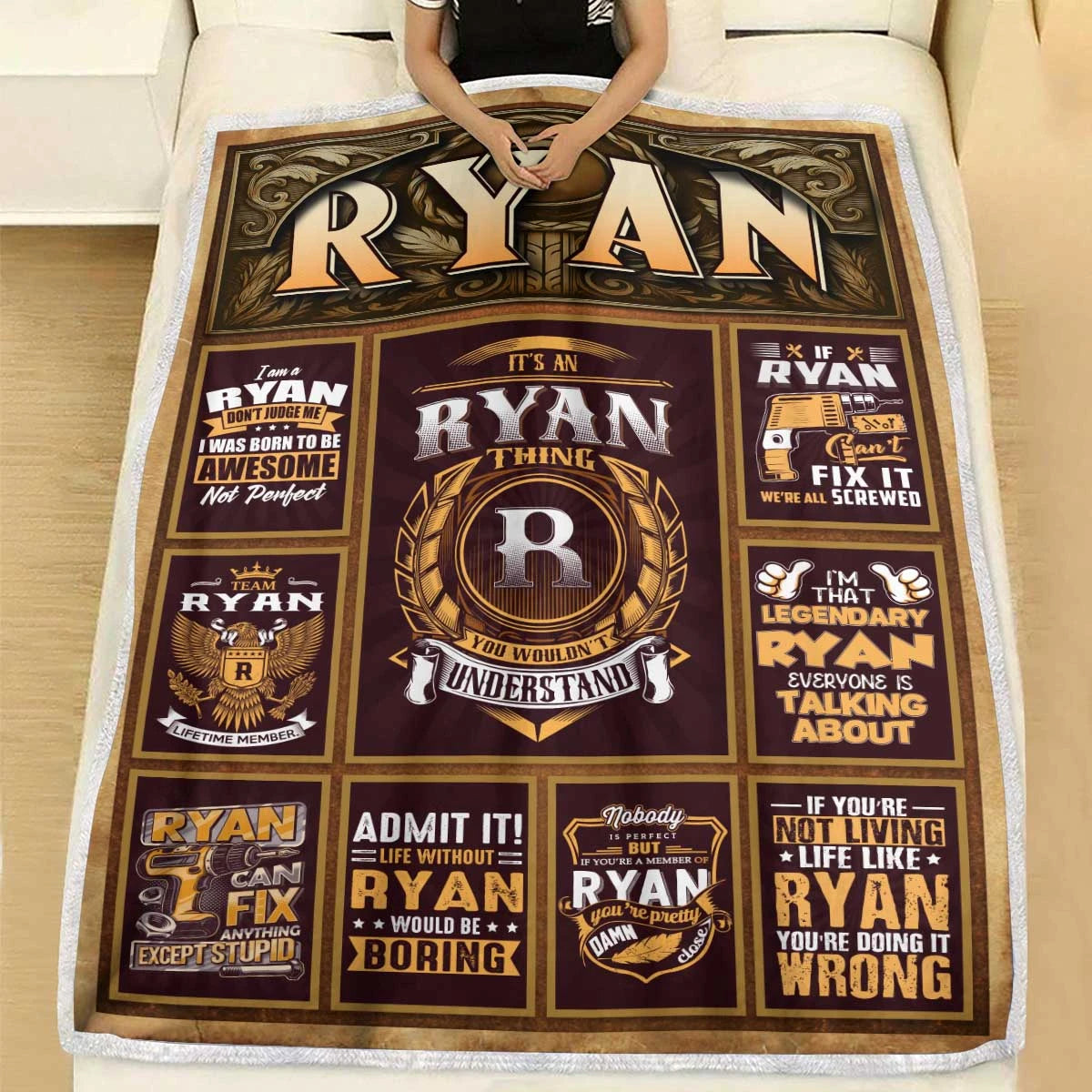 RYAN Personalized Blanket | Custom Name Cozy Throw Gift 13K1-BK4