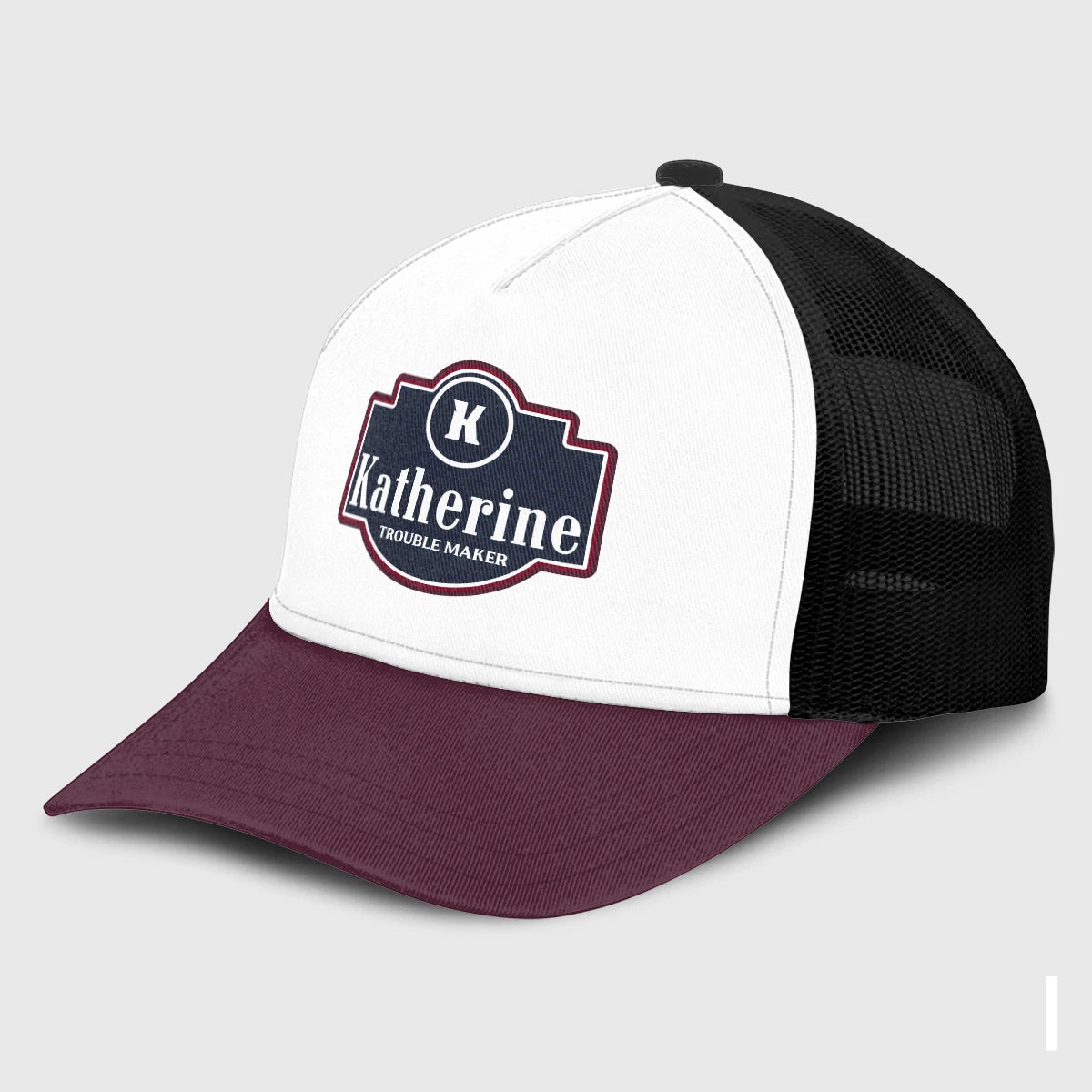 Trouble Maker Burgundy And White Funny Mesh Cap KATHERINE 13K1 C201PF