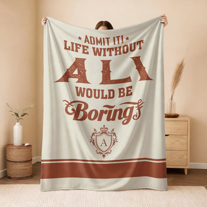 Life Without Your Name Would Be Boring Cream Terracotta Blanket ALI 13K1 BK24