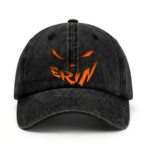 Your Name Jack O' Lantern Halloween Washed Cap ERIN 13K1 C100PF