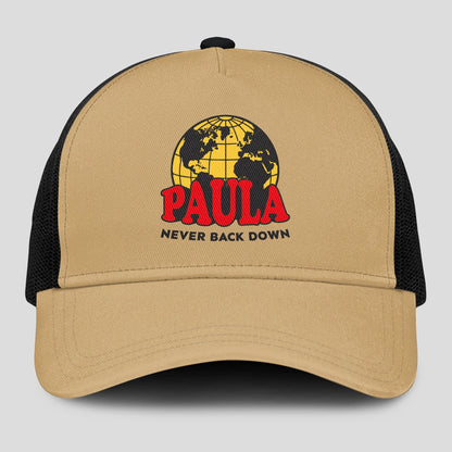 Never Back Down World Logo Khaki Mesh Cap PAULA 13K1 C212PF
