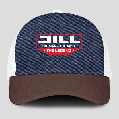 The Man The Myth The Legend Navy Brown And White Mesh Cap JILL 13K1 C200PF