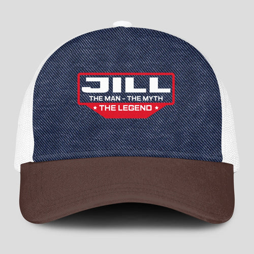 The Man The Myth The Legend Navy Brown And White Mesh Cap JILL 13K1 C200PF