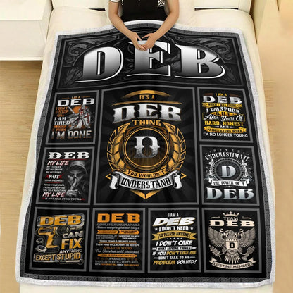 DEB Personalized Blanket | Custom Name Cozy Throw Gift 13K2-BK2