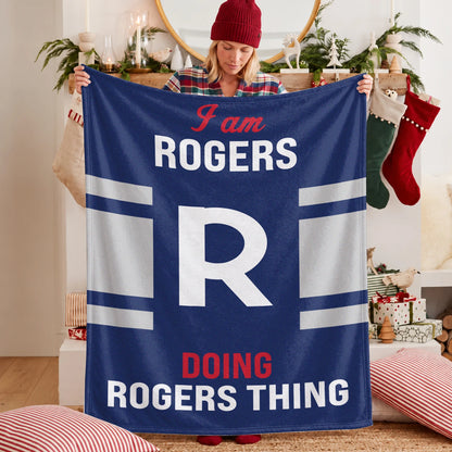 I'm Name Doing Name Things Navy Fleece Blanket ROGERS 13K1 BK51