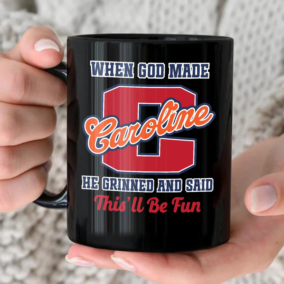 When God Made Your Name Personalized Baseball Mug CAROLINE 13K1 MG07