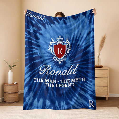 The Man The Myth The Legend Blue Waves Fleece Blanket RONALD 13K1 BK11