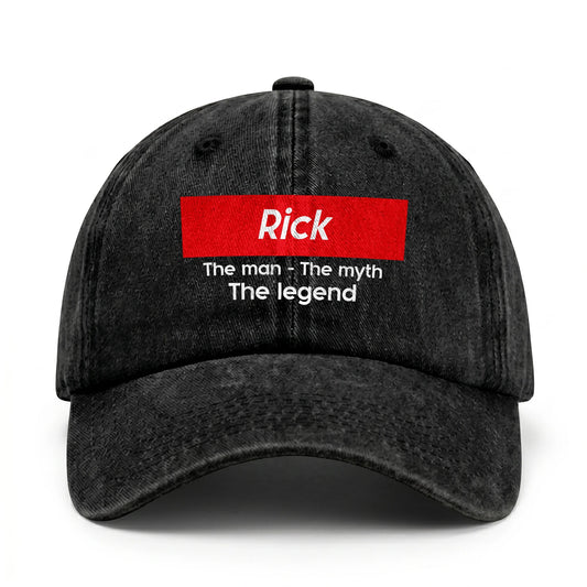Your Name The Man The Myth The Legend Red Logo Washed Cap RICK 13K1 C130PF