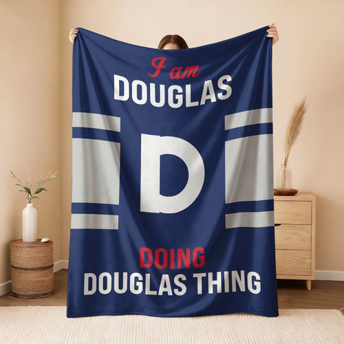 I'm Name Doing Name Things Navy Fleece Blanket DOUGLAS 13K1 BK51