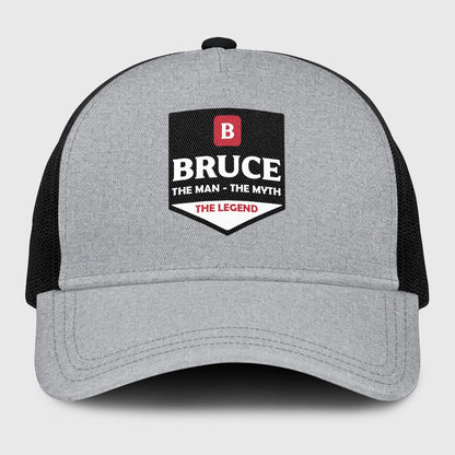 The Man The Myth The Legend Gray Mesh Cap BRUCE 13K1 C189PF