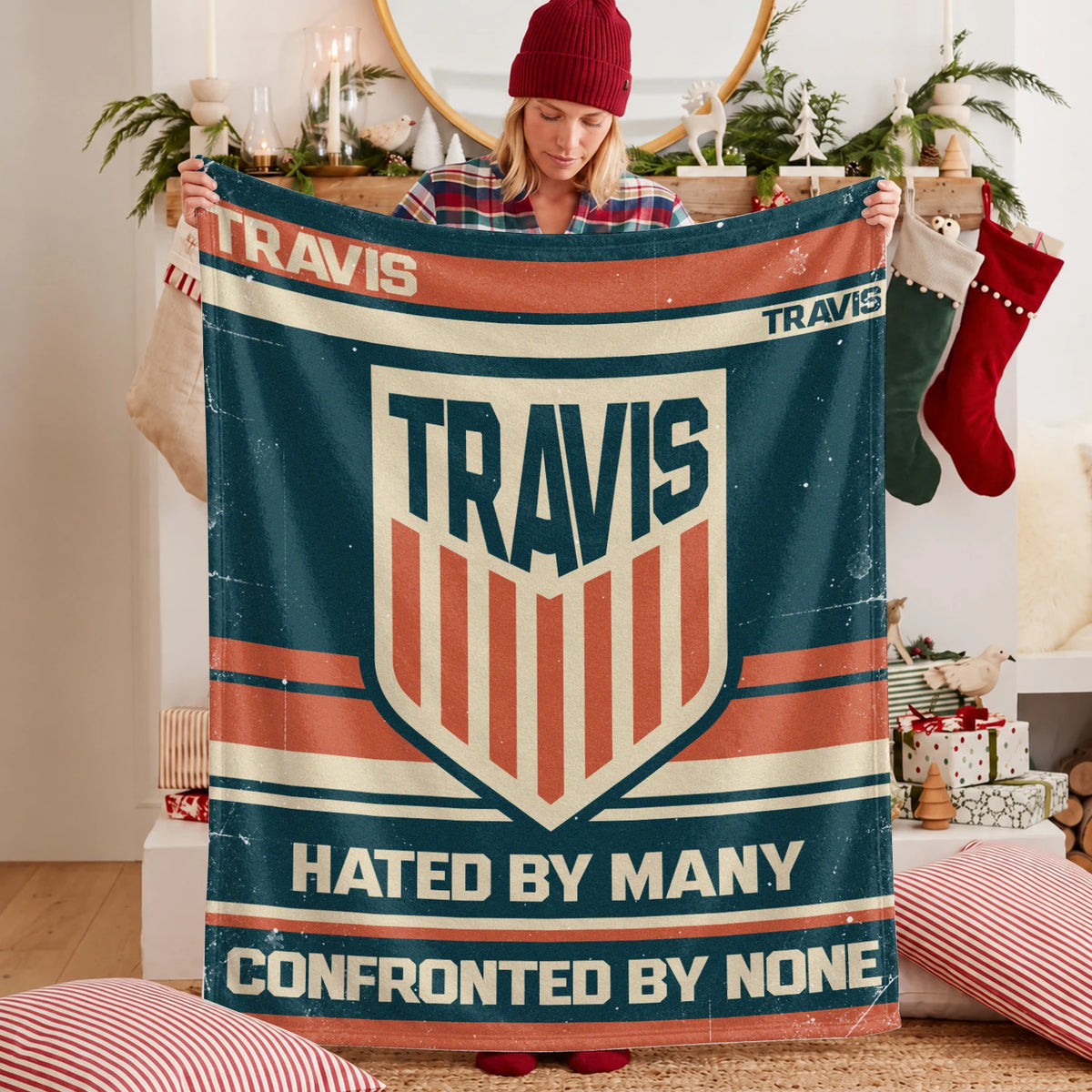 Hated By Many Confronted By None Retro Fleece Blanket TRAVIS 13K1 BK58