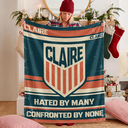 Hated By Many Confronted By None Retro Fleece Blanket CLAIRE 13K1 BK58