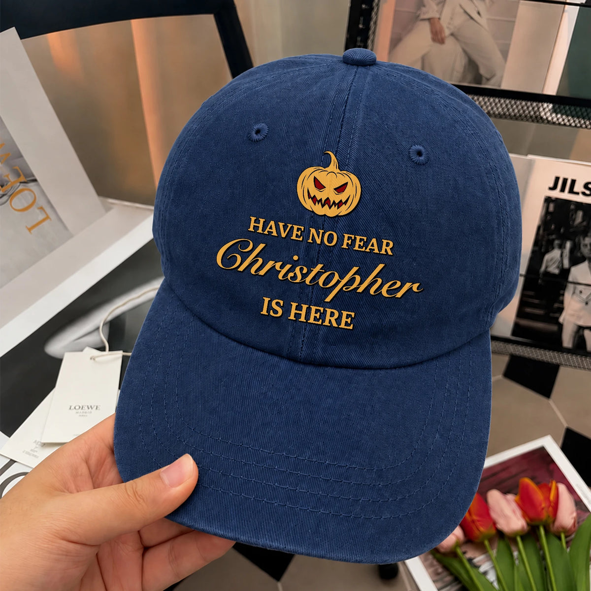 Have No Fear Your Name Is Here Jack O' Lantern Washed Cap CHRISTOPHER 13K1 C165PF