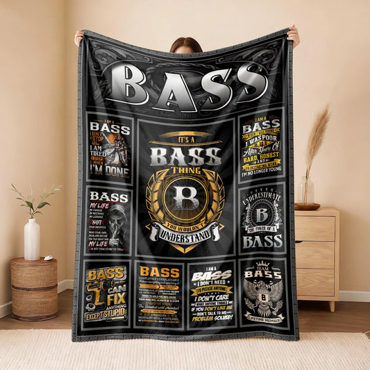 BASS Personalized Blanket | Custom Name Cozy Throw Gift 13K4-BK2