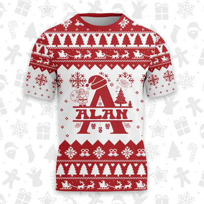 ALAN Personalized Christmas T-Shirt Pajama Set - Holiday Gift Outfit 13K1-CR2