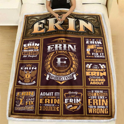 ERIN Personalized Blanket | Custom Name Cozy Throw Gift 13K1-BK4