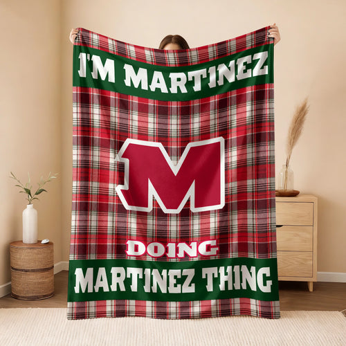I'm Name Doing Name Things Red Plaid Fleece Blanket MARTINEZ 13K1 BK49