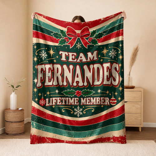 Team Your Name Lifetime Member Christmas Fleece Blanket FERNANDES 13K1 BK52