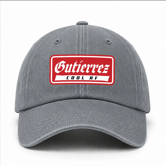Your Name Cool Af Red Logo Funny Washed Cap GUTIERREZ 13K1 C79PF