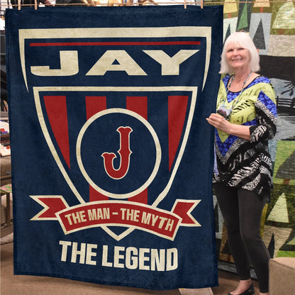 The Man The Myth The Legend Blue Burgundy Baseball Blanket JAY 13K1 BK18