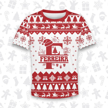 FERREIRA Personalized Christmas T-Shirt Pajama Set - Holiday Gift Outfit 13K1-CR2
