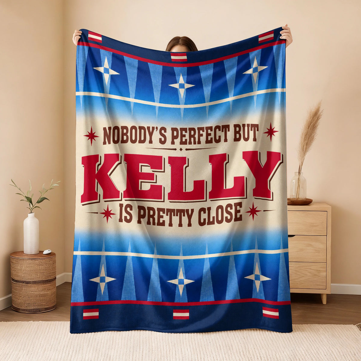 Nobody's Perfect But Your Name Is Close Native American Fleece Blanket KELLY 13K1 BK57
