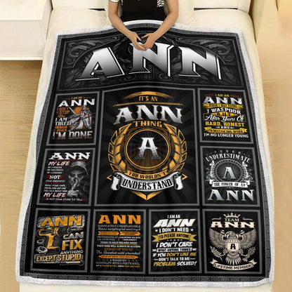ANN Personalized Blanket | Custom Name Cozy Throw Gift 13K1-BK2