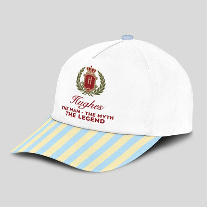 The Man The Myth The Legend Blue And Yellow Striped Beach Cap HUGHES 13K1 C118PF