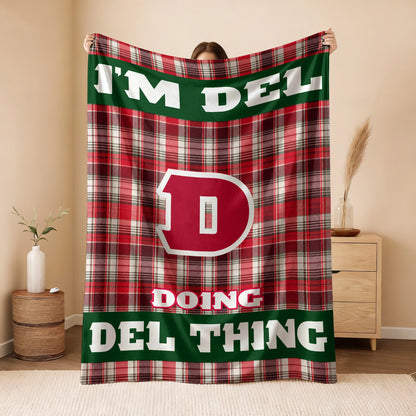 I'm Name Doing Name Things Red Plaid Fleece Blanket DEL 13K1 BK49