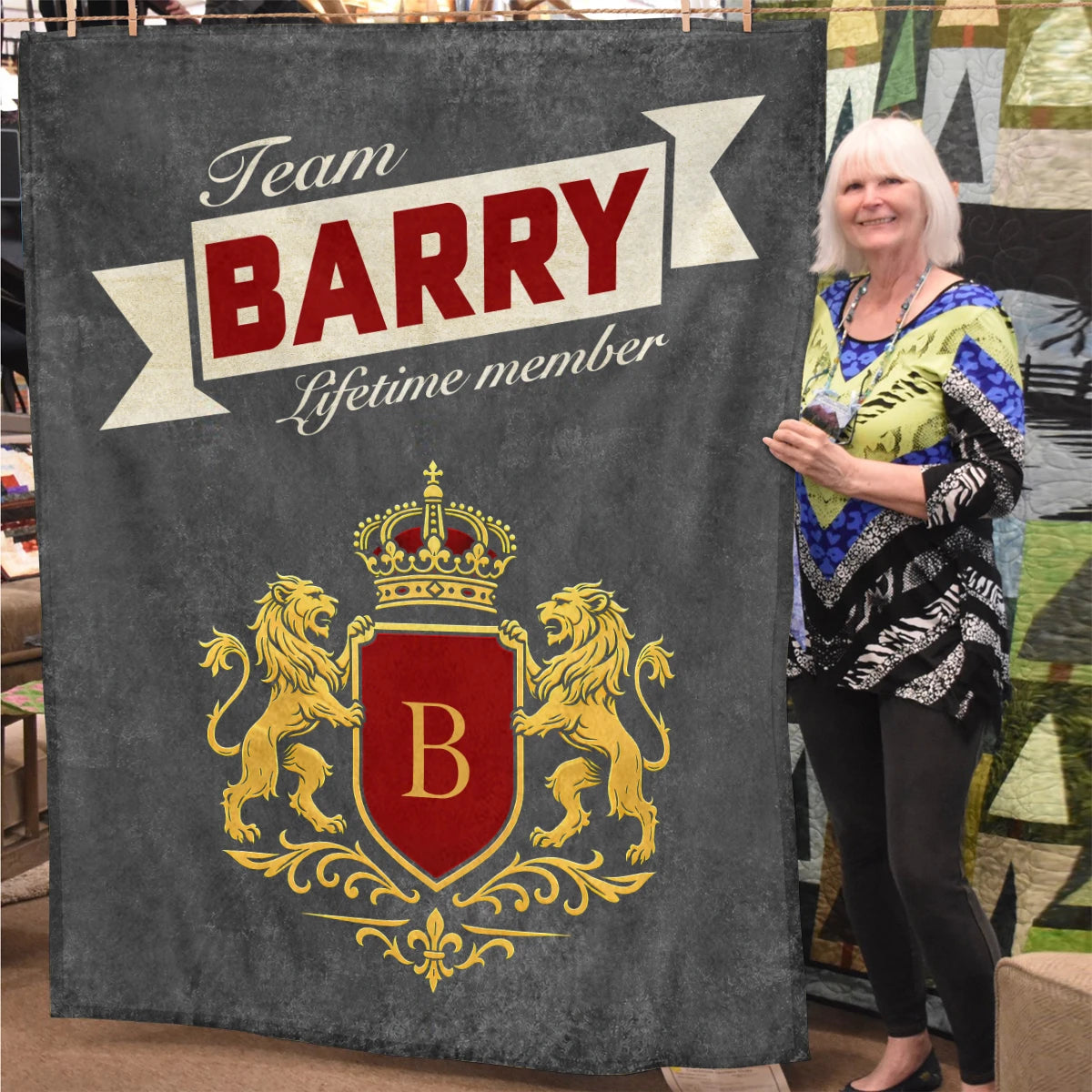 Team Your Name Lifetime Member Charcoal Blanket BARRY 13K1 BK20
