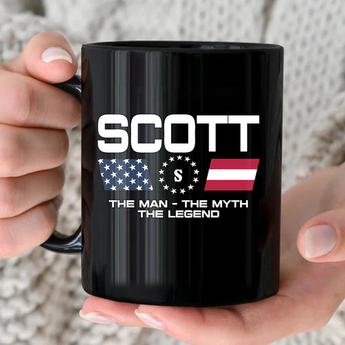 The Man The Myth The Legend Us Flag Mug SCOTT 13K1 MG23