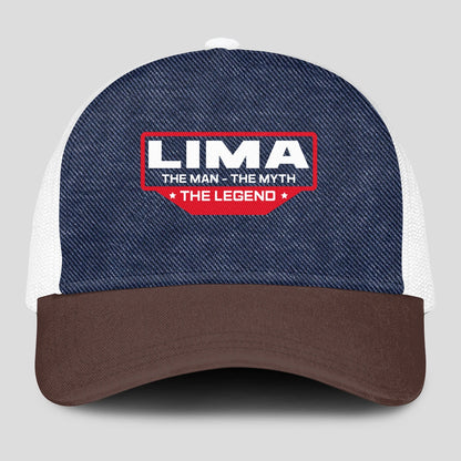 The Man The Myth The Legend Navy Brown And White Mesh Cap LIMA 13K1 C200PF