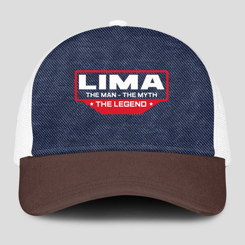 The Man The Myth The Legend Navy Brown And White Mesh Cap LIMA 13K1 C200PF