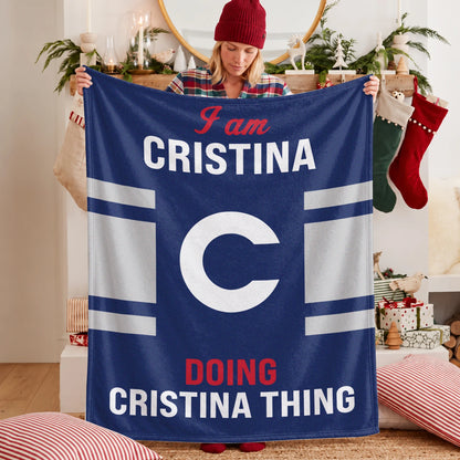 I'm Name Doing Name Things Navy Fleece Blanket CRISTINA 13K1 BK51