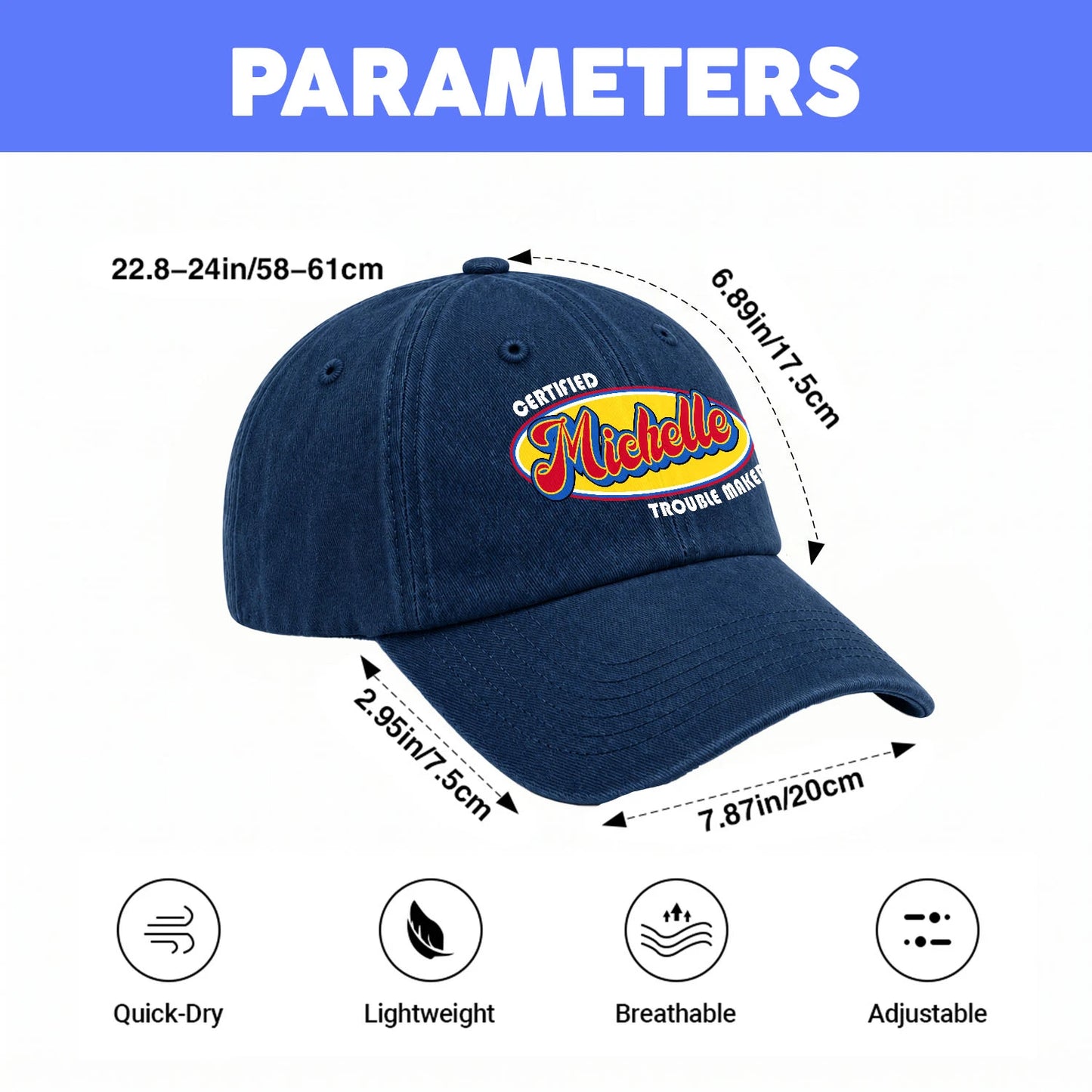 Certified Your Name Trouble Maker Washed Cap MICHELLE 13K1 C73PF