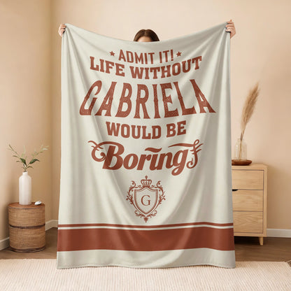 Life Without Your Name Would Be Boring Cream Terracotta Blanket GABRIELA 13K1 BK24