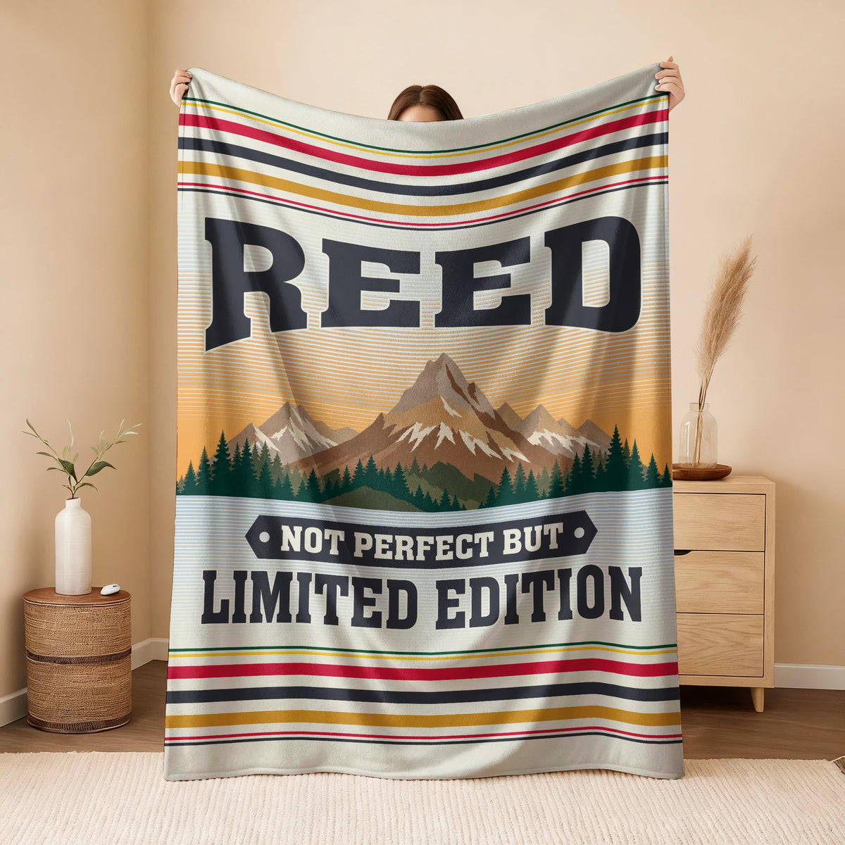Not Perfect But Limited Edition Vintage Mountain Fleece Blanket REED 13K1 BK45