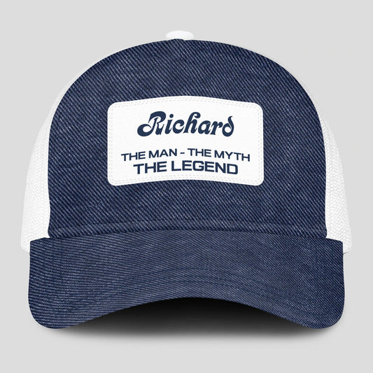 The Man The Myth The Legend Blue Denim Mesh Cap RICHARD 13K1 C194PF
