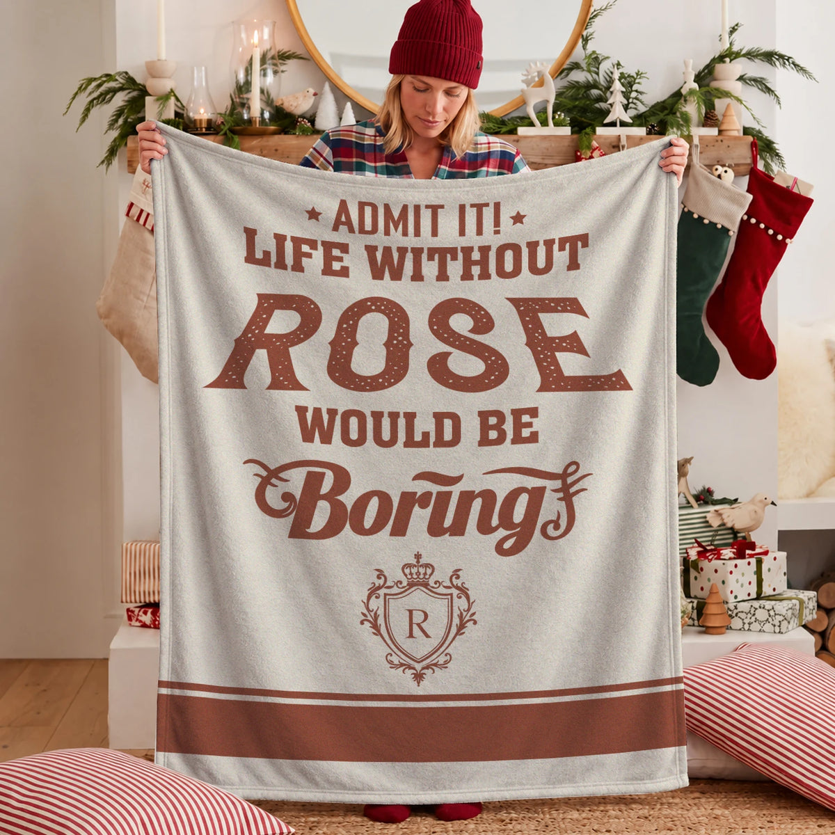 Life Without Your Name Would Be Boring Cream Terracotta Blanket ROSE 13K1 BK24