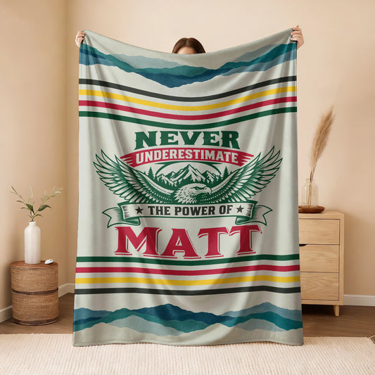 Never Underestimate Your Name Vintage Mountain Fleece Blanket MATT 13K1 BK44