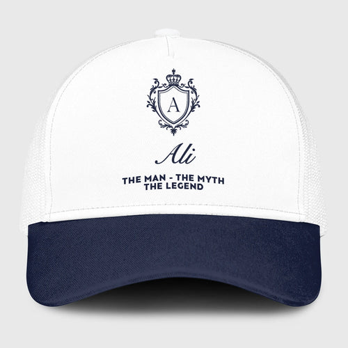 The Man The Myth The Legend Blue And White Baseball Mesh Cap ALI 13K1 C186PF