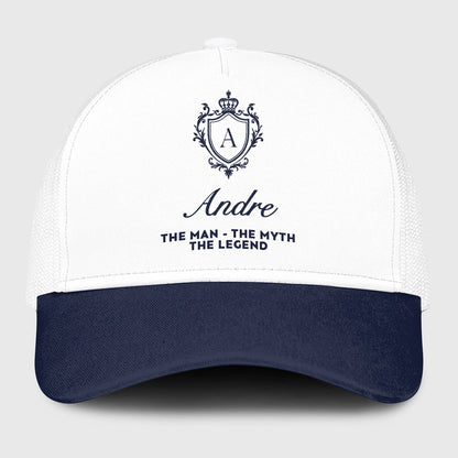 The Man The Myth The Legend Blue And White Baseball Mesh Cap ANDRE 13K1 C186PF