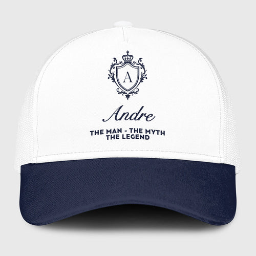 The Man The Myth The Legend Blue And White Baseball Mesh Cap ANDRE 13K1 C186PF