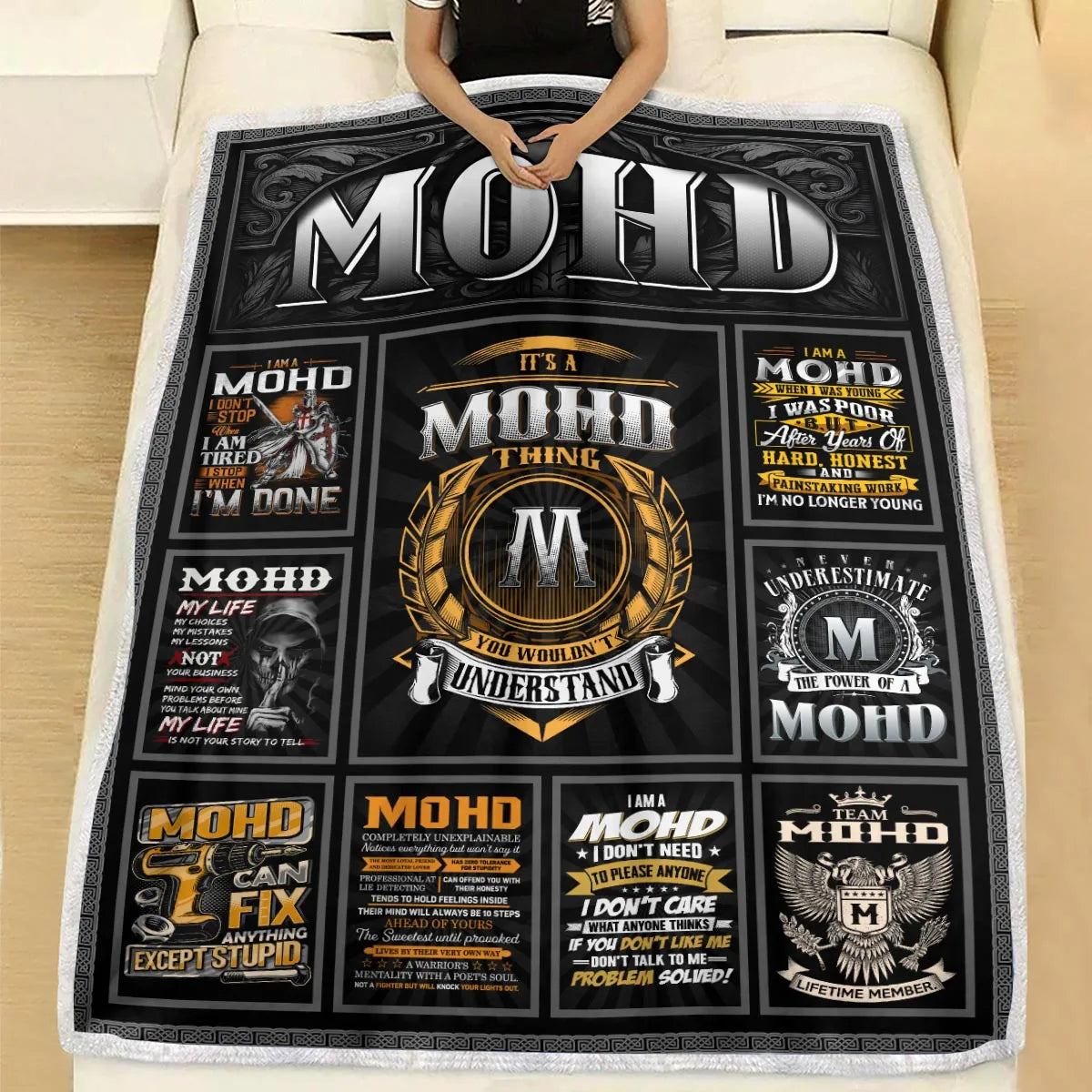 MOHD Personalized Blanket | Custom Name Cozy Throw Gift 13K3-BK2