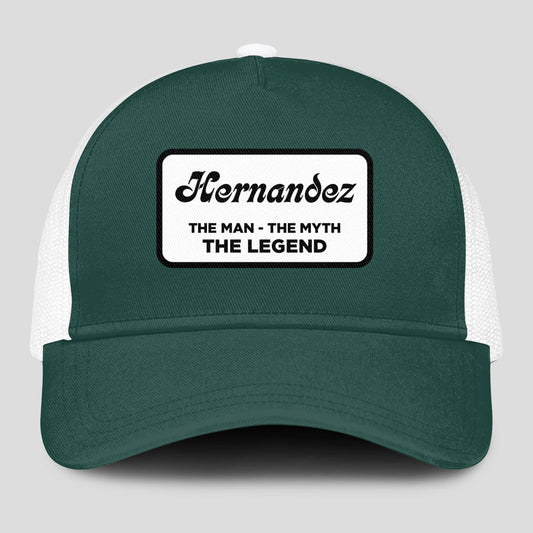 The Man The Myth The Legend Green And White Mesh Cap HERNANDEZ 13K1 C198PF