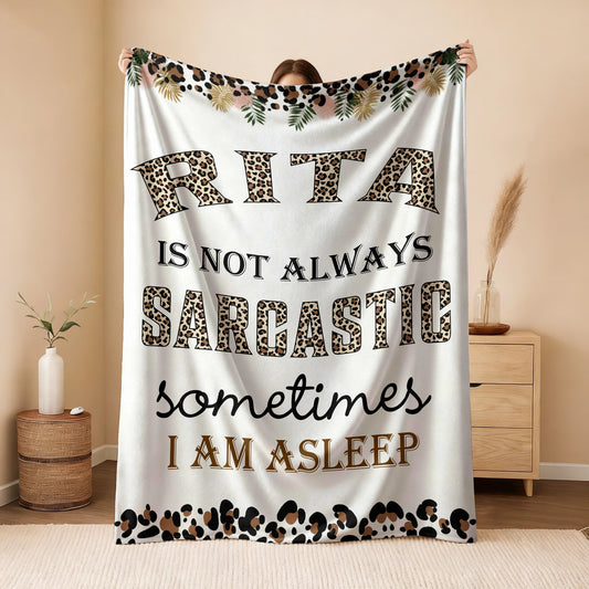 Your Name Sarcastic Leopard Print Fleece Blanket RITA 13K1 BK61