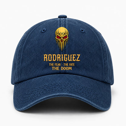 The Fear The Fate The Doom Skull Blue Washed Cap RODRIGUEZ 13K1 C97PF