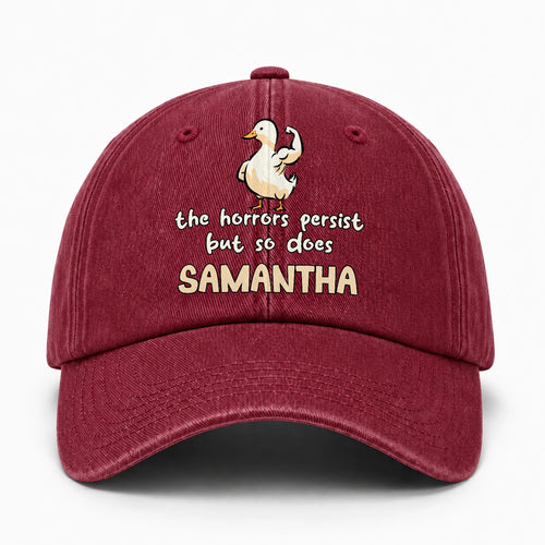 The Horrors Persist But So Does Your Name Funny Goose Burgundy Washed Cap SAMANTHA 13K1 C126PF