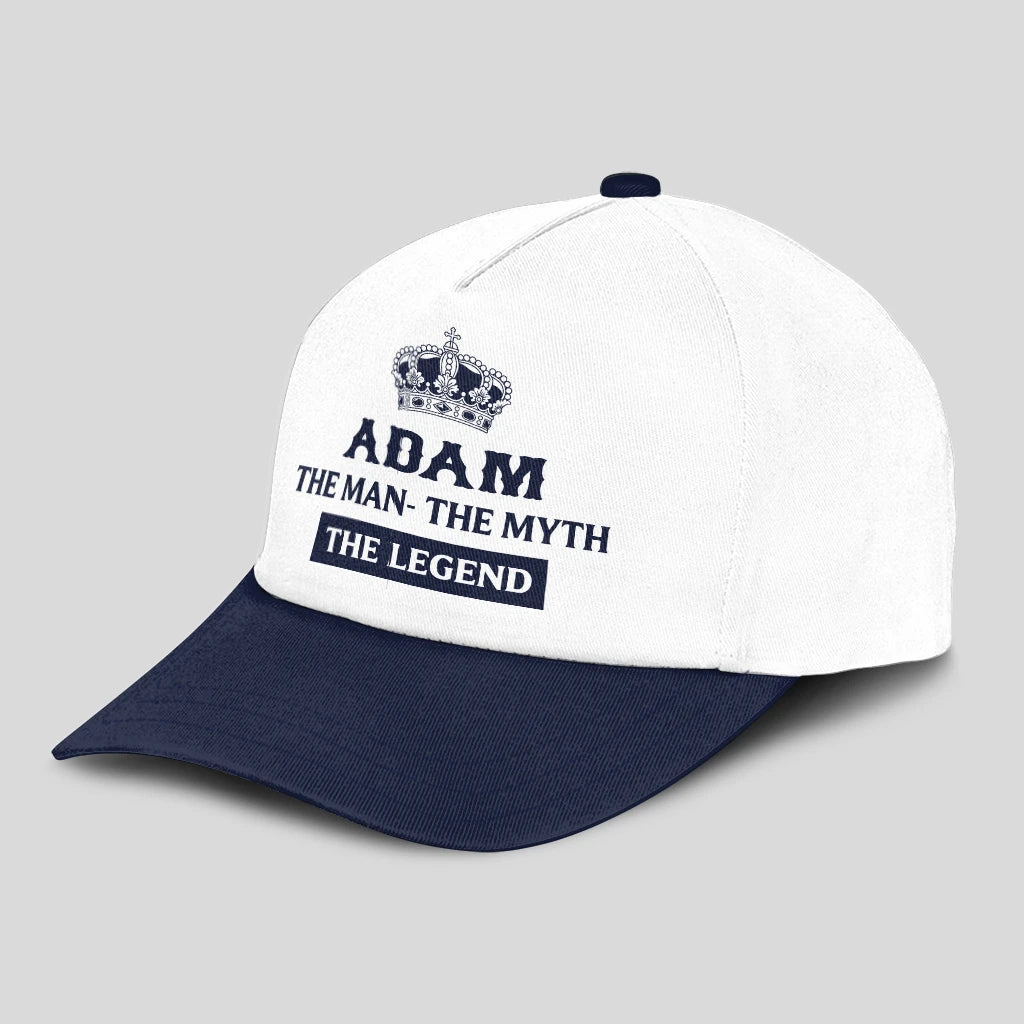 The Man The Myth The Legend King Crown Blue And White Cap ADAM 13K1 C147PF